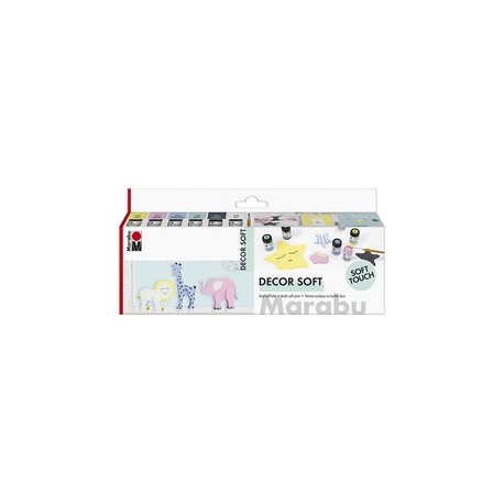 Marabu peinture acrylique soft decor soft, kit de démarrage