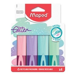 Maped surligneur fluo'peps glitter pastel, étui carton de 4