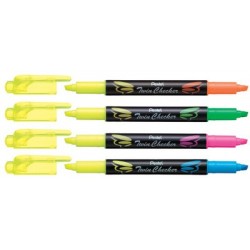 Pentel textmarker "twin checker", 2 spitzen, gelb/orange
