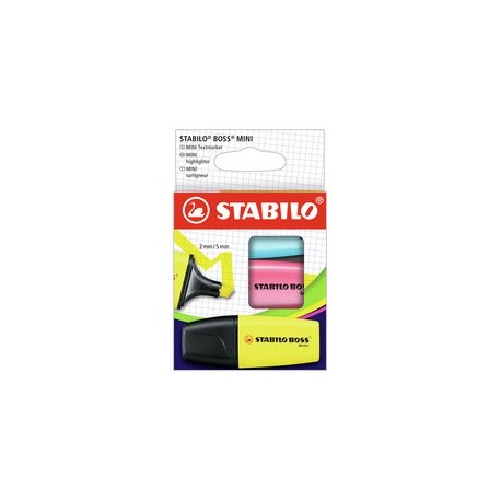 Stabilo surligneur boss mini, étui en carton de 3