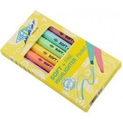 Wedo surligneur soft + fine highlighter pastel, étui de 6