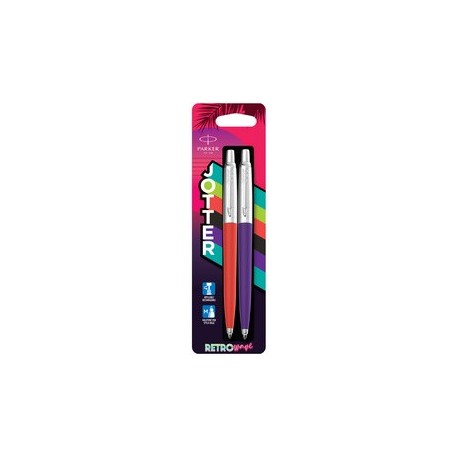 Parker stylo à bille rétractable jotter retro wave,pack de 2