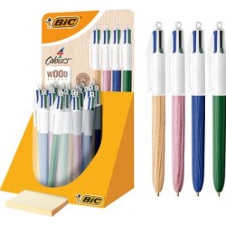 Bic stylo à bille rétractable 4colours wood style présentoir