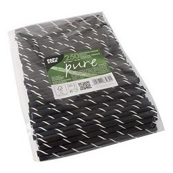 Papstar paille en papier "pure", 150 mm, noir / blanc