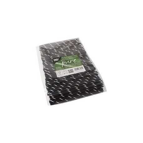 Papstar paille en papier "pure", 150 mm, noir / blanc