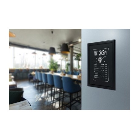 Securit ardoise murale universal, avec cadre en bois, acajou