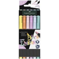 Faber-castell feutre black edition pastel, étui de 6