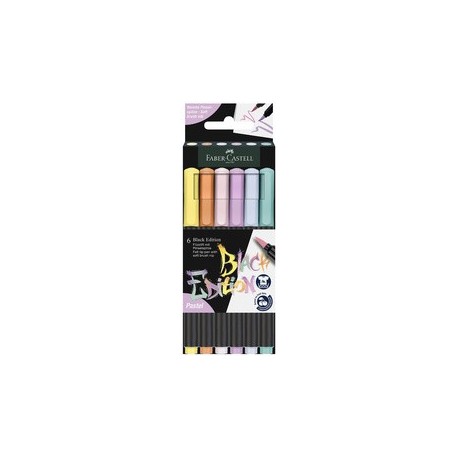 Faber-castell feutre black edition pastel, étui de 6