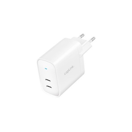 Logilink adaptateur de prise usb, 2x usb-c, blanc, 65 watts