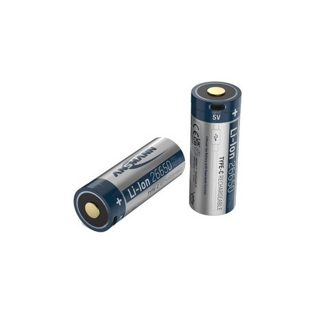 Ansmann pile rechargeable li-ion 26650 avec usb-c femelle