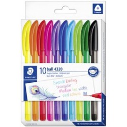 Staedtler stylo à bille rétractable ball 4230 m, étui de 10