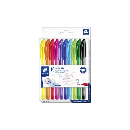 Staedtler stylo à bille rétractable ball 4230 m, étui de 10