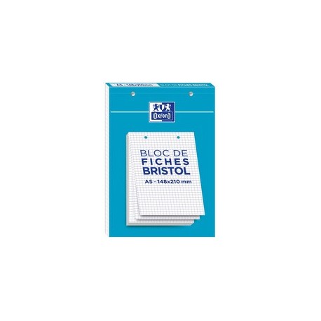 Oxford bloc de fiches bristol, a5, uni, blanc