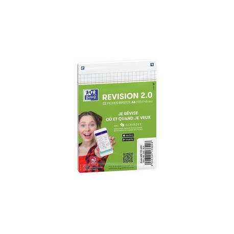 Oxford fiches bristol revision 2.0, a5, blanc