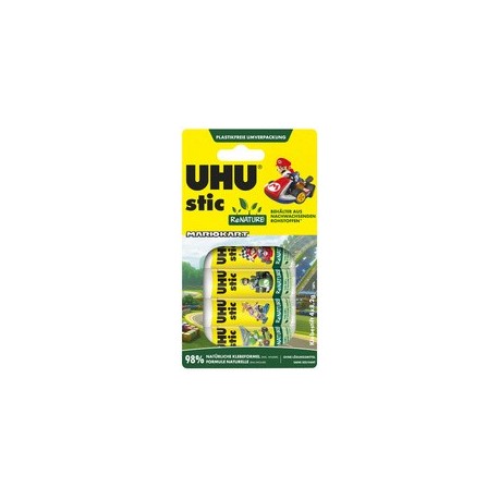 Uhu bâton de colle stic renature mariokart, 4 x 8,2 g
