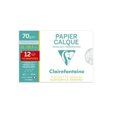 Clairefontaine papier calque, a4, 70 g/m2, pack promo