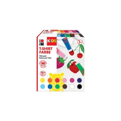 Marabu kids peinture pour t-shirt, 36 ml, tube, set de 12
