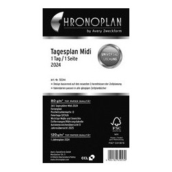 Chronoplan tagesplan 2024, 1 tag/1 seite, midi, 96 x 172 mm