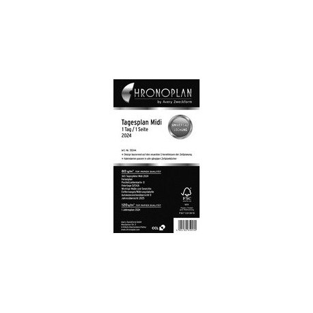 Chronoplan tagesplan 2024, 1 tag/1 seite, midi, 96 x 172 mm