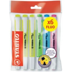 Stabilo surligneur swing cool fluo, ecopack de 6