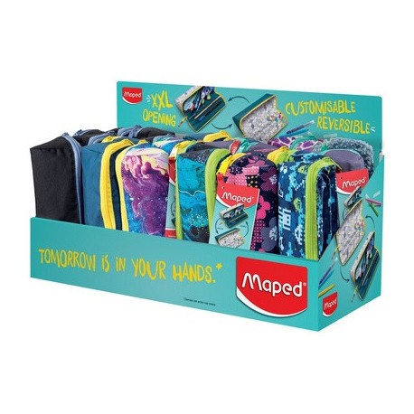 Maped trousse à ouverture xxl, présentoir de comptoir de 24