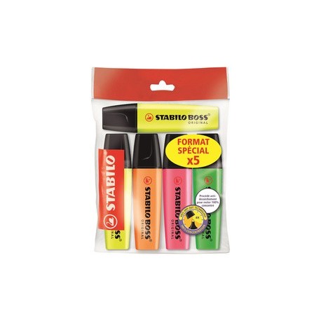 Stabilo surligneur boss original pastel, ecopack de 5