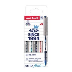 Uni-ball stylo roller eye fine ub157 pf, étui de 5, assorti