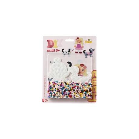Hama perles à repasser midi "petit chien/poupée", en blister
