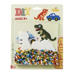 Hama perles à repasser midi "voiture/dinosaure", en blister