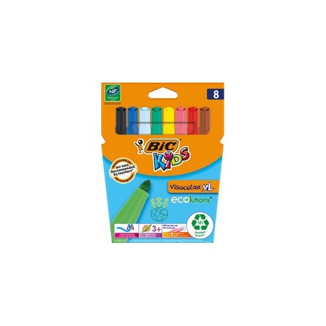 Bic kids feutre visacolor xl ecolutions, étui carton de 12