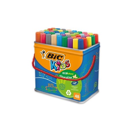 Bic kids feutre visacolor xl ecolutions, boîte de 48