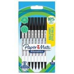 Paper:mate stylo à bille kilometrico, blister de 8, noir