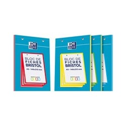 Oxford bloc de fiches bristol, a5, quadrillé, blanc / bleu