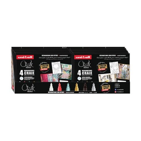 Uni-ball marqueur chalk marker, coffret noël, présentoir (LOT DE 6)