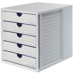 Han schubladenbox, 5 schübe, gehäuse: grau, schubladen: blau