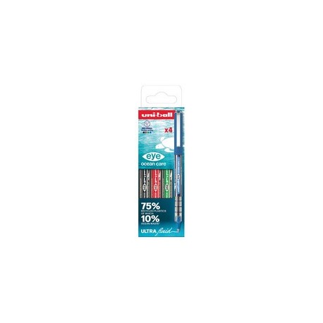 Uni-ball stylo roller eye ocean care 0.7, étui de 4