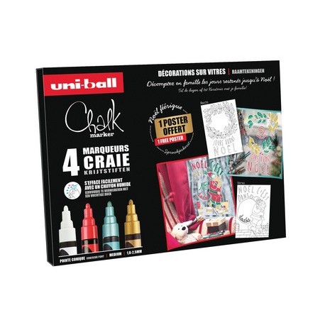 Uni-ball marqueur craie chalk marker, coffret noël tradition