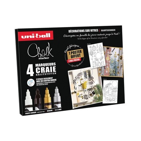 Uni-ball marqueur craie chalk marker, coffret noël festif