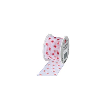 Susy card ruban cadeau, sur bobine "little hearts", rouge/