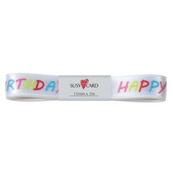 Susy card ruban cadeau "happy birthday", 15 mm x 2 m