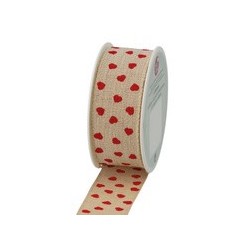 Susy card ruban cadeau, sur bobine "valentin", crème/rouge