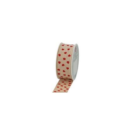 Susy card ruban cadeau, sur bobine "valentin", crème/rouge