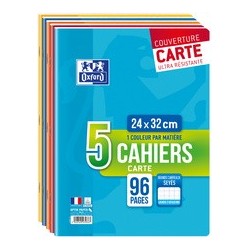 Oxford cahier piqûre, a4, seyès, 96 pages, lot de 5