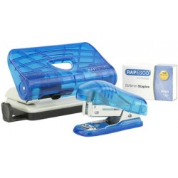 Leitz kit agrafeuse et perforateur, bleu transparent