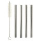 Metaltex paille courte/droite, inox, argent, set de 4