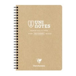 Clairefontaine cahier à spirale uni notes, a5, quadrillé