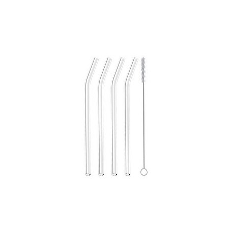 Metaltex paille, en verre, longueur: 200 mm, coudé, set de 4