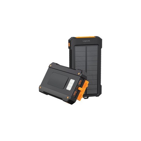 Logilink powerbank solaire, 10.000 mah, 20 w, noir/orange