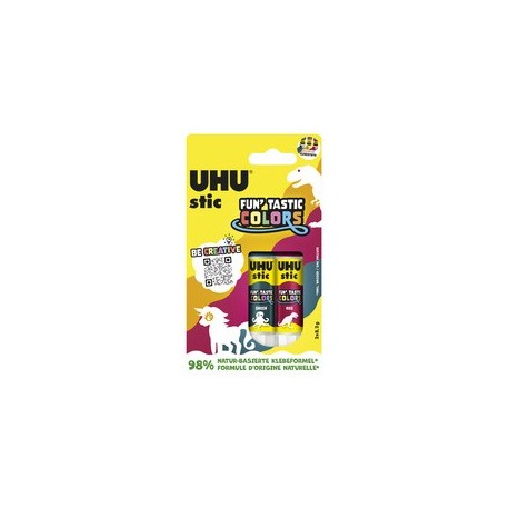 Uhu bâton de colle stic fun'tastic colors, 3x 21 g, blister