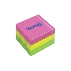 Tartan bloc-notes repositionnable, 76 x 76 mm, neon, (LOT DE 6)